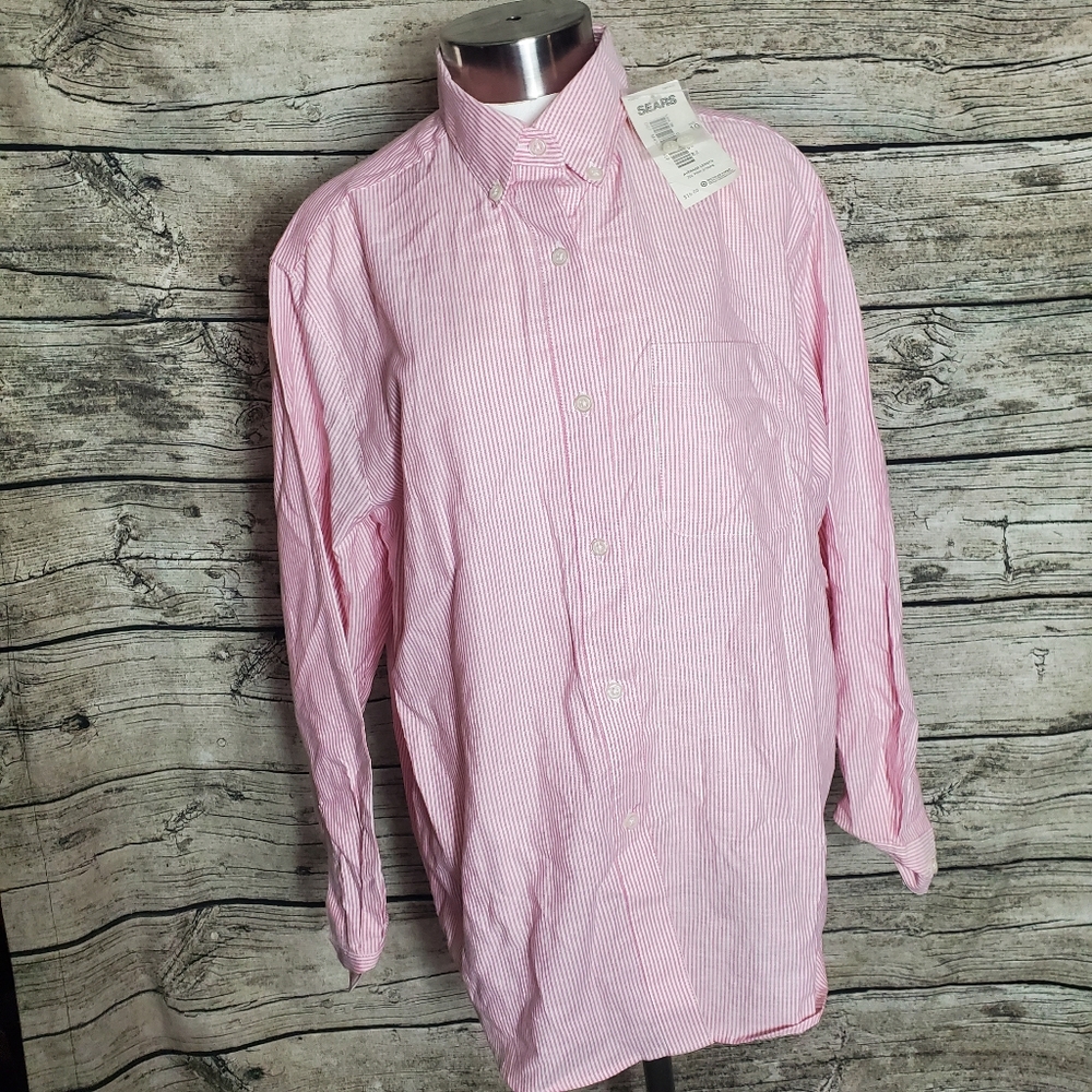 Classic Elements Striped Long Sleeve Button Down Shirt Size 10.Pit to pit appr